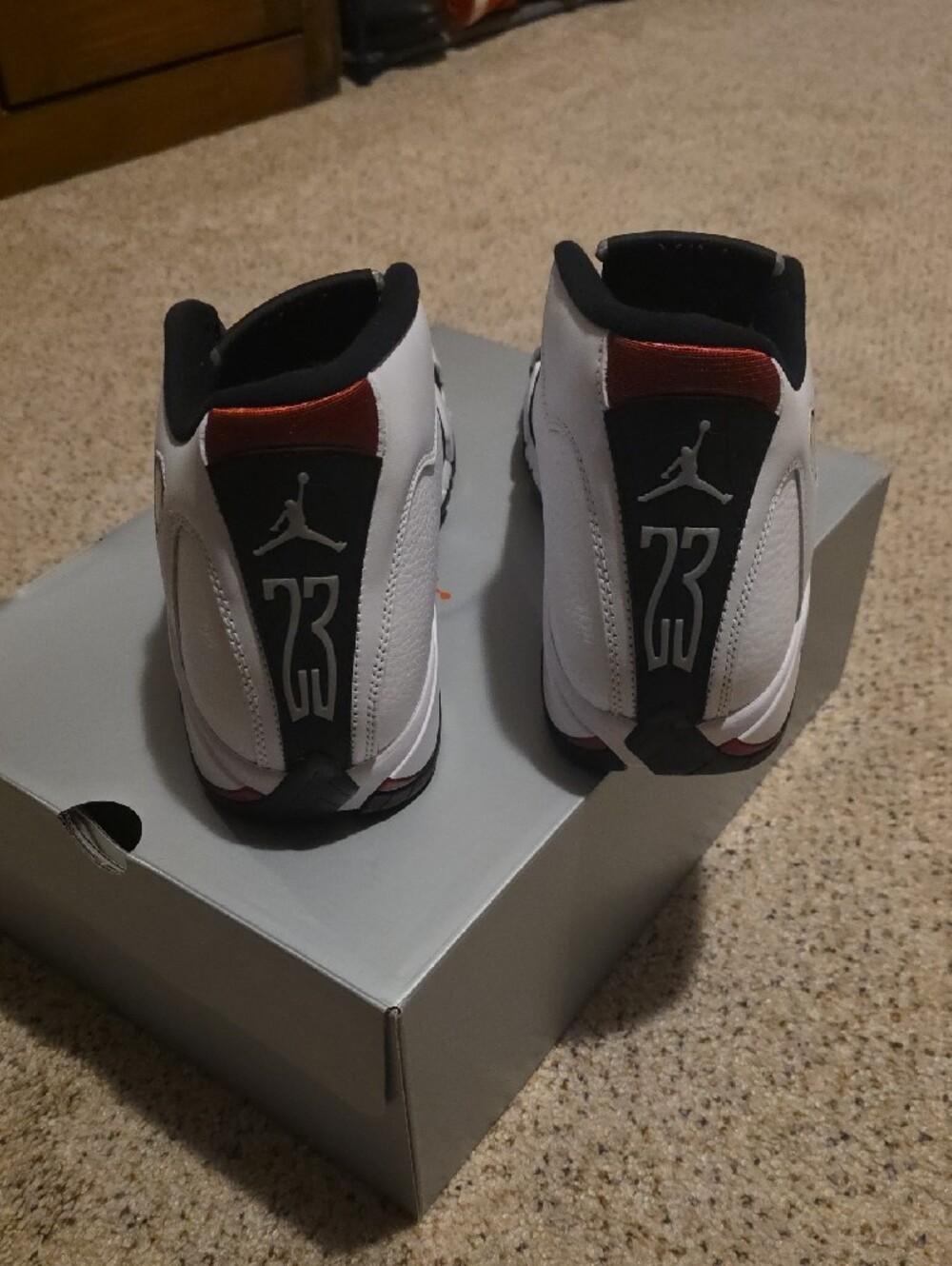 Jordan Black, White & Red Retro Basketball Shoes - Picture 4 of 5